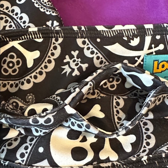 Loudmouth Leggings EUCWomen’s Sz M Skulls Paisley Black & White Halloween - Picture 6 of 8